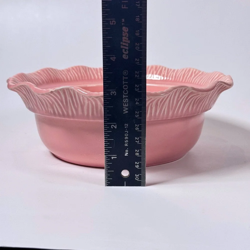 Vintage 1956 Miramar of California Pink Cabbage Leaf Covered Dish 644 Rosebud